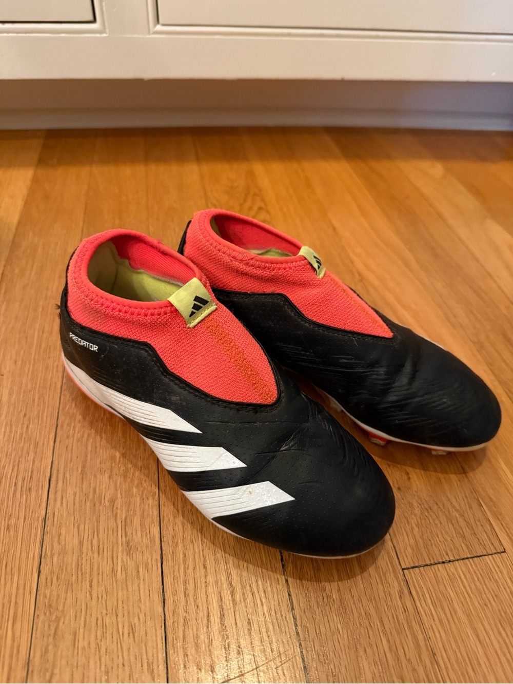 adidas Black & Red Laceless Predator Soccer Shoes